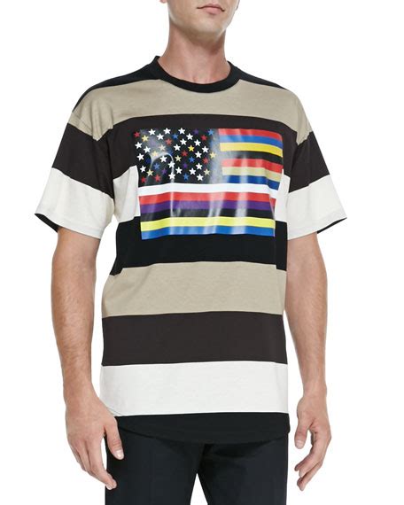 Givenchy American Flag Striped Tee, Multi 